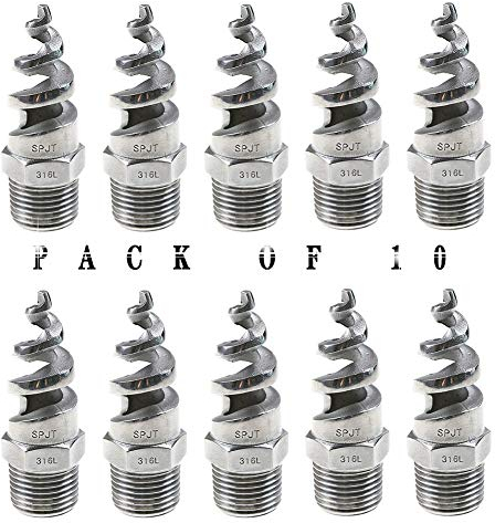 Haueeschoen - Boquilla en espiral de acero inoxidable con cono atomizado industrial para eliminar el polvo (1, 10 unidades)