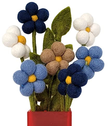 your castle Blumenstrauß aus 7 handgearbeiteten Filzblumen & 1 AST, fairer Handel, nachhaltige Deko aus Filz, realistische Kunstblumen, Textilblumen, Filzset Blumen, Stoffblumen, Filzblüten, Daisy