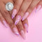 AKOFIC 24 Pièces Amande Faux Ongles Français Court, Faux Ongles avec Colle à Ongles, Press On Nails Faux Ongles à Coller Nail Art pour Femme et Fille (Ondulation Rose Brillant)