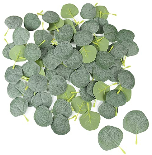 Zasvec Künstliche Eukalyptus Blätter 200 Stück in Grün - Seidenblätter Gefälschtes Laub für Girlande Party Hochzeit Decor