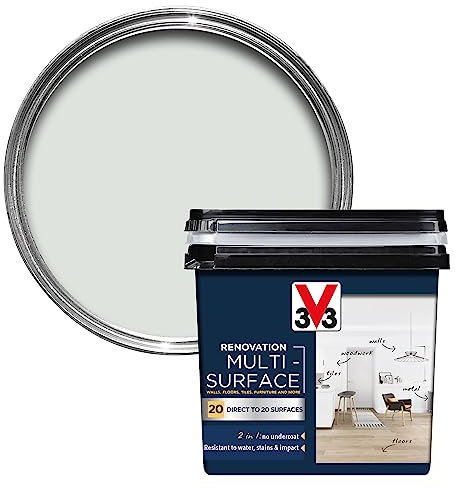 V33 Renovation Multi-Surface Paint - No Undercoat Needed - Over 20 Surfaces - Resistance To Water Stains & Impact - High Coverage - Porcelain Grey 750ml