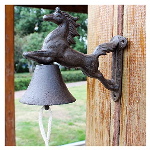 AVLUZ Türklingel mit Pferd aus Gusseisen, Speiseglocke, Retro-Türklingel zur Wandmontage, Windspiel, Türklingel, dekorativer Garten for Bauernhaus, draußen, dekorative Akzentglocken