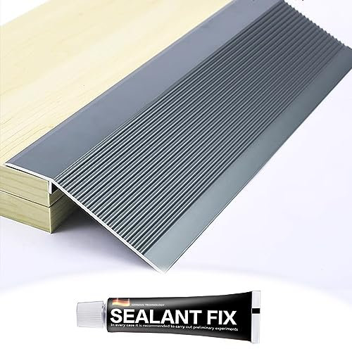 EMISOO Boden Übergangsleiste Türschwelle Übergangsschiene Breite 100mm Holz-zu-Fliesen Übergangsprofil Höhenausgleich 10mm-50mm Aluminium Bodenleiste Abdeckleiste (Color : Iron Gray)