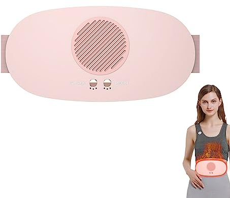Menstruations Heizkissen, Perioden Wärmegürtel mit 5 Wärmestufen und 7 Vibrationsmassagemodi, tragbarer elektrischer Hüftgurt, Rücken- oder Bauch-Heizkissen für Frauen und Mädchen (Rosa)