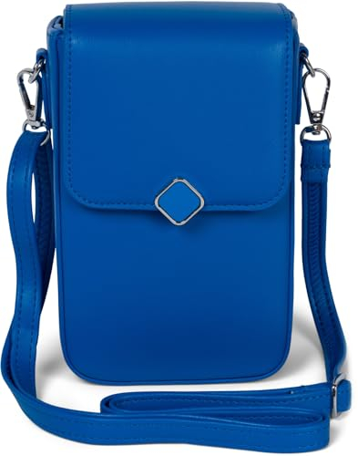 styleBREAKER Damen Box Bag Umhängetasche Einfarbig mit Magnetverschluss, 8 Kartenfächer mit Druckknopf, Crossbag 02012399, Farbe:Royalblau