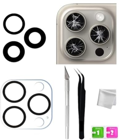 Lente di ricambio in vetro per fotocamera posteriore per iPhone-15 Pro Max con adesivo preinstallato e kit di strumenti di riparazione