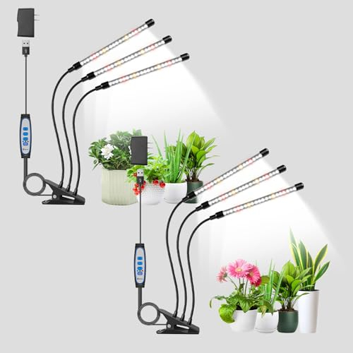 Wolezek Pflanzenlampe LED, 2 Pack 6000K Vollspektrum Grow Light, Weißes Pflanzenlicht mit Clip, Wachstumslampen für Pflanzen, Pflanzenlampen mit 5 Stufen Dimmbar, 6/12/16H Auto Timer