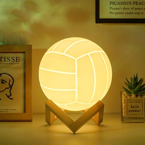 Mydhall Volleyball-3D-Nachtlicht, Volleyball-Licht, Spielzeug, Sport-Fan, Volleyball-Dekoration für Jungenzimmer, Geburtstagsgeschenk, Lampe (15 cm)