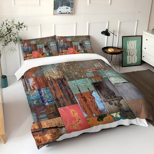 Srigzcaly Retro Lack Doodle Stil 240 x 220 cm Bettwäsche Set mit Reißverschluss für Jungen Mädchen Mikrofaser Betten Set, Bettbezug mit 2 Kissenbezug