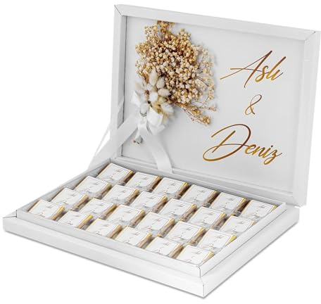 Personalisierte Schokolade - Bukett - Verlobung Schokolade | 16/24/32/48/72 Stück | Geschenk für Verlobung, Hochzeit & Valentinstag | Halal Pralinen & Süßigkeiten | besonderes Geschenk
