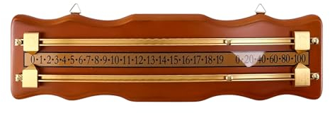 SWTHM Wood Billard Score Board, Shuffleboard Scoreboard Snooker Game Scorer Billard Score Keeper Snooker Schiedsrichter Scoreboard mit Metallschiebern für Billardspiele, Shuffleboard Spiele