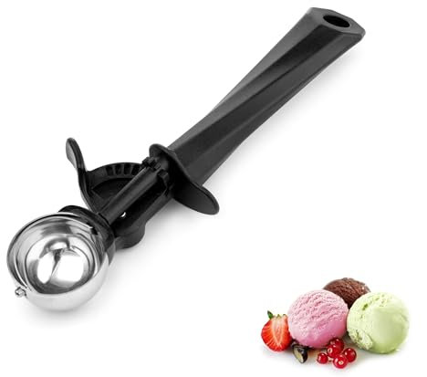 Eisportionierer Edelstahl, Eislöffel Portionierer 1,3 tbsp, Eiskugelportionierer 20 ml mit Auslöser und Komfortablem Griff Für Eiscremekugel, Backen, Melonenkugel, Eisportionierer Größe 42mm