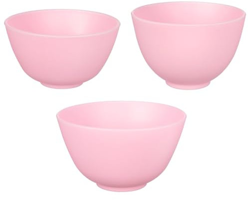 Koorium 3pcs Pink Spa Bowls for Care Facial Cream, Flexible Rubber Mixing Bowl, Spa Bowls Dip Cups, Silicone Small Mixing Bowl, Dishwasher Safe, Pink