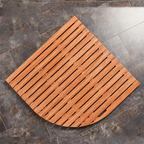 Alfombrilla de Baño Alfombra de Baño en Forma de Abanico, Plataformas de Ducha con Listones de Rejilla de Madera Impermeables, Tabla de Drenaje de Baño Multifuncional Fácil de Limpiar(30cm/11.8x30cm/