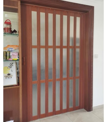 Schiebetür Falttür falttüren innentüren Braune Falttür, Ziehharmonika-Schiebetür mit Milchglas aus Acryl, 203 cm hohe Falttür mit Magnetverschluss, PVC-Ziehharmonika-Schiebetür für kleine Schränke, Zi