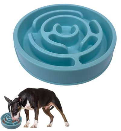 Rangebow Pets Slow Feeder Dog Bowl, Anti-Choking Puzzle Bowl for Dry, Wet & Raw Food, Labyrinth Design to Slow Down Eating, Prevent Overeating Maze Dish for Small & Medium Dogs Cats (Blue)