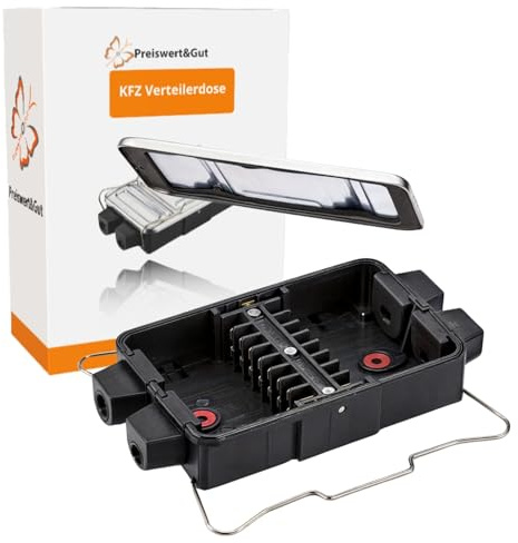 Verbindungsdose 8-polig Anhängerverkabelung vom Fahrzeug IP44 Spritzwasser | Aluminium-Abdeckplatt 17,1 x 9,3 x 3,3 cm für die Fahrzeug Elektrik im Außenbereich