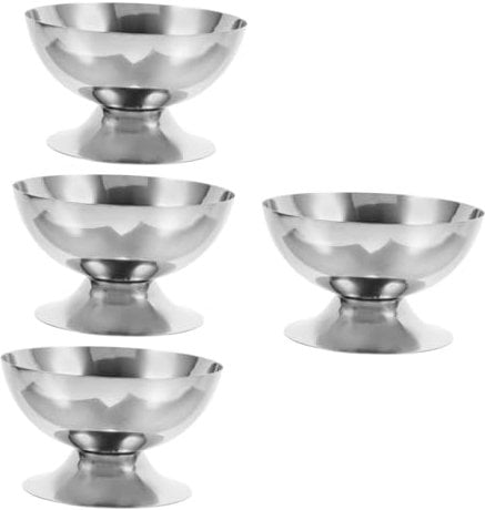 ABOOFAN 4 Stück Eisbecher edelstahlschüsseln edelstahlnapf Eiscreme-Schale mit glatter Oberfläche party cups neuartiger Desserthalter Multifunktions-Dessertbehälter Rostfreier Stahl Silver