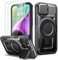 Lanhiem Coque pour iPhone 13/ iPhone 14 avec 2 Verre Trempé, Antichoc Étui Militaire Protection, Caméra Support Magnétique Robuste Outdoor Renforcée Armure Case iPhone 13/ iPhone 14 Housse, Noir