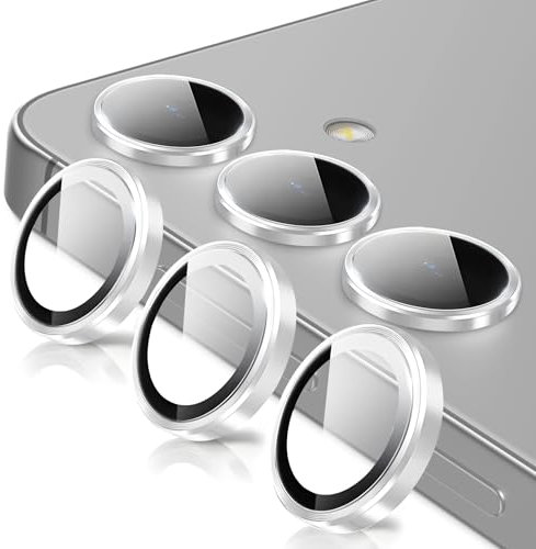 Oelrstfe Caméra Arrière Protection pour Samsung Galaxy S24 / S23 / S23+ Plus Verre Trempé,Protecteur Objectif Lentille,9H Dureté HD Définition Anti-Rayures Ultra Résistant Lens Camera Protector,Argent