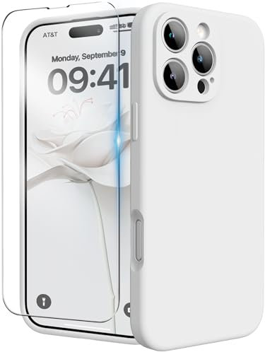 INGIDO for iPhone 16 Pro Case, Liquid Silicone Case with Camera Protection Soft Gel Rubber Cover with Microfiber Lining Shockproof Protective Phone Case for iPhone 16 Pro 6.3 (White)