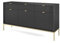 Easy4You Kommode N1 Schwarz Matt 154x83x40 cm (B x H x T) mit 3 Schubladen und 3 Türen Sideboard Ideal für Wohnzimmer, Schlafzimmer Moderne Elegante Schubladenschrank mit Gold Metallfuß