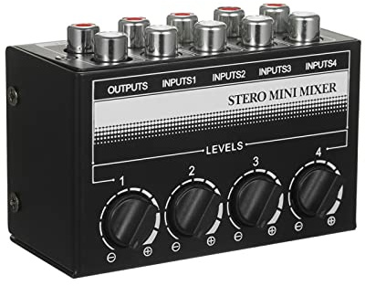 Joyance Mini Stereo4 K Passiv Mixer Mini Stereo 4 K Passiv Mischpult, RCA Tragbarer Mixer 1 In 4 Out, Lautstärkeregler, keine Batterie erforderlich, kompaktes Design für DJs und o Distribution