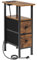AMHANCIBLE Slim Bedside Table with Charging Station, Narrow Side Table with 2 Fabric Drawers, Small End Table with Open Storage Shelf, Nightstand for Small Spaces, Living Room, Brown HETNDP02BR-1