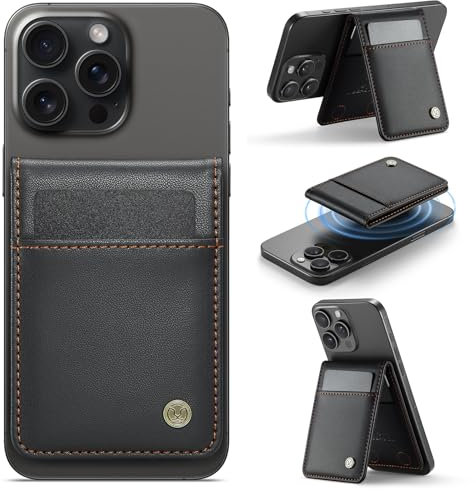 Ysjisy Handy Kartenhalter für MagSafe Wallet, 5 Kartenhalter, Magnetische Wallet Kompatibel MagSafe für iPhone 16/15/14/13/12 Pro Max Plus Serie, PU Kartenhalte, Nicht für iPhone 13/12 Mini (Schwarz)