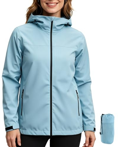 ACCNUO Veste Imperméable Femme Coupe Vent Femme Impermeable Veste de pluie avec capuche pour le cyclisme, la randonnée et l'escalade