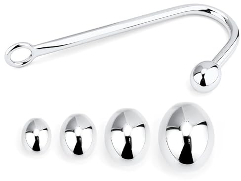 ZWYUAN Metall Analhaken mit 5 Größen Analkugeln Edelstahl Anal Hook Anal Haken Analplug Butt Plug Anus Masturbator Analdildos Fetisch Bondage SM Sexspielzeug für Männer Frauen und Paare(50mm)