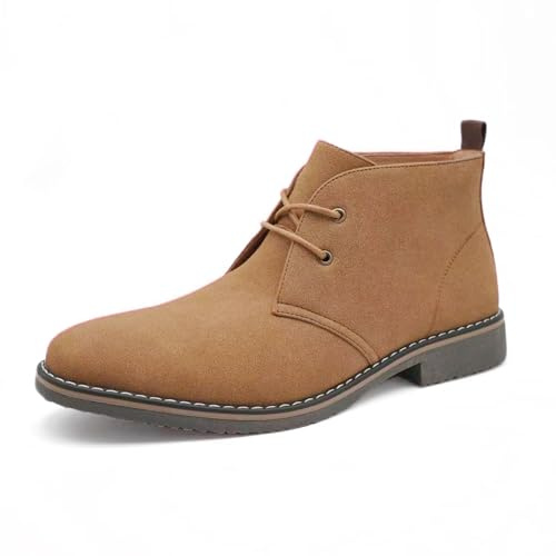 Finishing & Sewing Men's Classic Dress Casual Chukka Boots Lace Up Desert Ankle Boots (Brown Suede, 10, Adult, Men, 10, Numeric, US Footwear Size System, Medium)