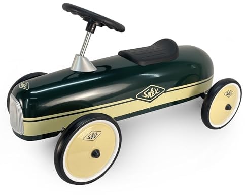 TURBO CHALLENGE - Retro-Laufauto Solex - Vintage - 119361 - Freilauf-Räder - Grün - 30 kg Max - Metall - Offizielle Lizenz - Kinder-Spielzeug - Geschenk - Geburtstag - Dekoration - Ab 18 Monaten