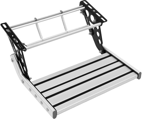 Scalino pieghevole per camper in lega di alluminio, 150 kg, capacità di carico antiscivolo, pedale 12 V, montaggio con fori preforati, antiscivolo, per roulotte
