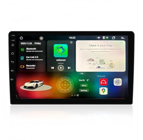 Tablet per auto Lettore DVD per auto Android 13 Unità principale stereo per Navigazione GPS per Sistema(12+256G,10)