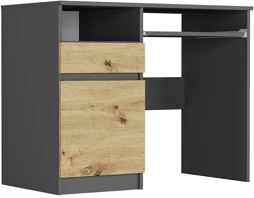 Framire Holzschreibtisch Anthrazit Mix Artisan für Laptop und Drucker, Links 50 x 96 cm - N35L