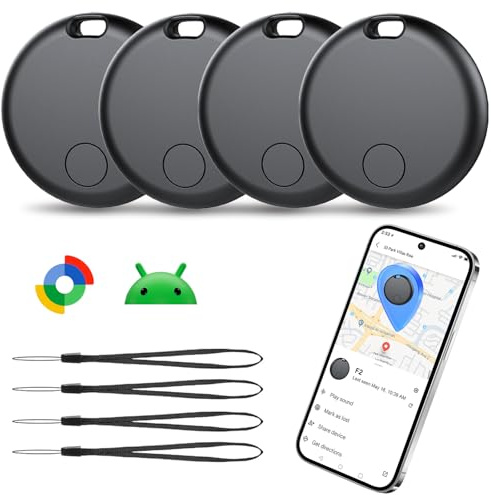 Smart Tracker Tag Android, Bluetooth Schlüsselfinder kompatibel mit Google Find Hub (NUR Android), Air Tracker Tag Schlüsselanhänger für Koffer, Schlüssel, Gepäck (4er-Pack)