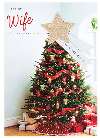 Hallmark Weihnachts-Karte für Ehefrau, mittelgroß Deck the Halls (Schmückt die Säle)