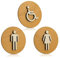 Panneau pour porte de toilette - En bois - Avec pictogrammes femme, homme et personnes handicapées - Couleur : noyer clair, Bois, Damen+herren+behinderten, Ø 12cm