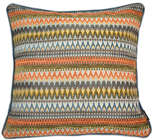 McAlister Textiles Curitiba | Bunt gemustertes Sofakissen mit Füllung | 43 x 43 cm in Orange & Blaugrün | farbenfrohes Deko Kissen für Sofa, Bett, Couch