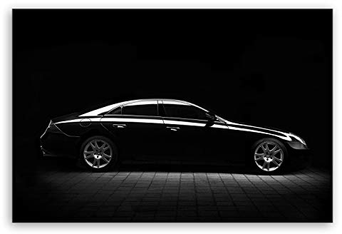 ge Bildet Bild auf Leinwand | Auto Limousine Wagen - schwarz weiß in 120x80 cm als Wandbild XXL | Wand-deko Dekoration Wohnung modern Bilder | 2295-B