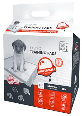 M-PETS 10163201 Welpen-Unterlage Welpentoilette Puppy Pads Easy Fix mit Klebestreifen, 60 x 60 cm