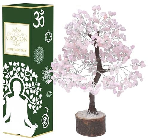 Albero dei soldi in quarzo rosa Crocon, pietra preziosa, bonsai Feng Shui per guarigione Reiki, pietra dei chakra, meditazione spirituale, arredamento per interni ed esterni, dimensioni 10-12 pollici