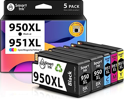 Smart Ink Kompatible Druckerpatronen Kompatibel für HP 950XL 951XL 950 XL 951 XL 5 Multipack (2 Schwarz & Cyan Magenta Gelb) Patronen Hohe Ergiebigkeit für HP Officejet Pro 8100 8600 8620 8615 8616