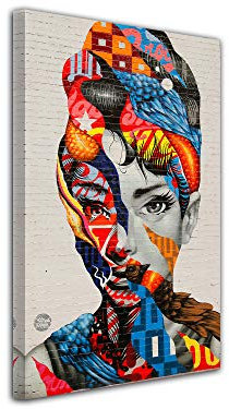 DECLINA Tableau Design Visage Femme - Impression sur Toile décoration Murale Design Moderne - Déco Maison, Cuisine, Salon, Chambre Adulte - Multicouleur 60x100 cm