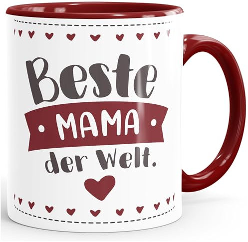 MoonWorks® Kaffee-Tasse Beste/r Mama/Papa der Welt Danke sagen Geschenk Mütter Väter Geburtstag Weihnachten Bordeauxrot Keramik-Tasse