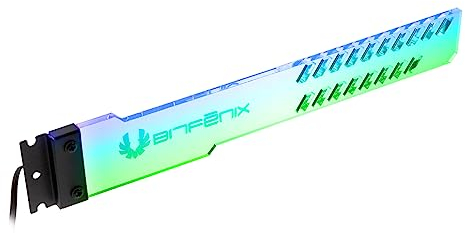 BITFENIX Alchemy 3.0 A-RGB GPU Halterung , Horizontal Grafikkarten Halter, Aura sync Rgb Grafikkarten Halterung , Belastbarkeit der Grafikkarte bis zu 7,5 kg , Acrylglas , Transparent