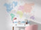 Osomhome Wandtattoo Weltkarte Pastellfarben Rosa Blau Grün Gelb (120x80cm) | World Map Wall Decoration Wandsticker | Deco Kinderzimmer Junge & Mädchen | Wandaufkleber Wandbild Kinderbilder os5021