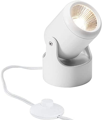 XIHOME Vintage Industrial Loft Rustic Adjustable Flood Light Modern Spot Lighting/Floor Lamps Lights/Night Spotlight 3W LED Single Spotting GU10 No Bulbs, 6ft Cable in US Plug with Foot Pedal, White