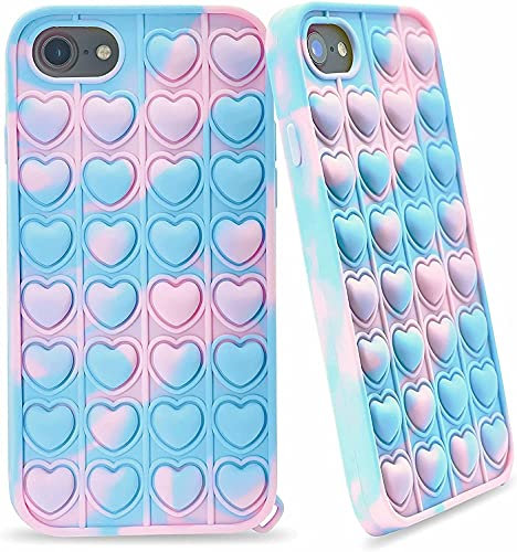 DUAS Poppet Fidget Phone Case for iPhone 6/7/8/SE2020 - Anxiety Stress Relief Shockproof Silicone Case with Hearts Pattern